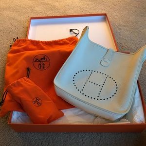 Authentic Hermès Leather White Crossbody! Rare!